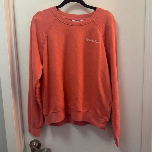 NWT Sporty & Rich Serif Logo Soft Crewneck Sweatshirt | Women’s Casual Pullover - Picture 5 of 9